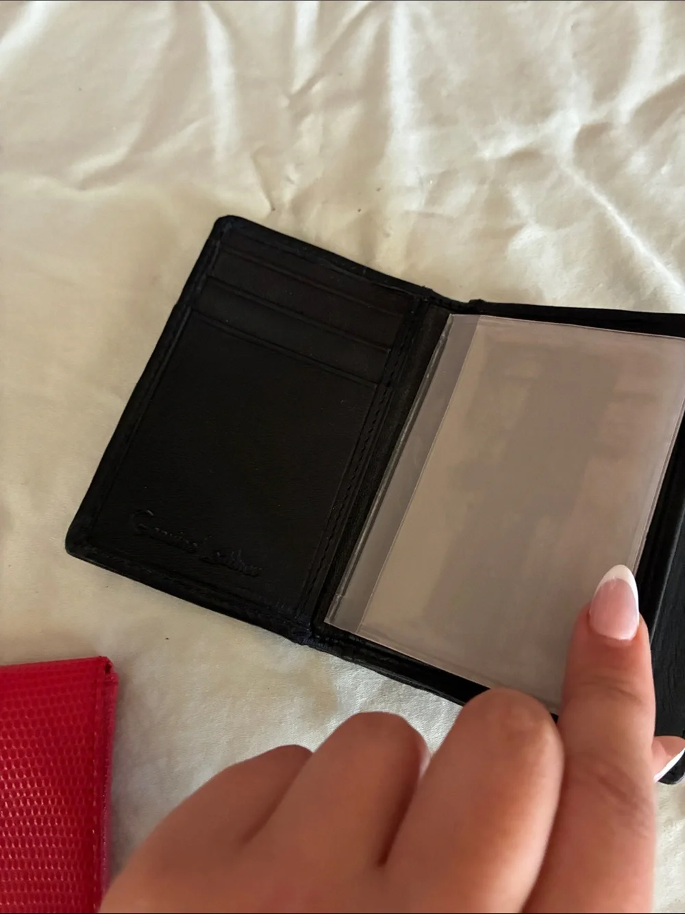 Two Red and Black Slim leather Wallet Card Holder